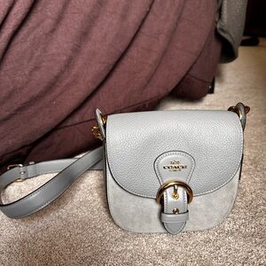 Coach Gray Leather and Suede Crossbody Bag
